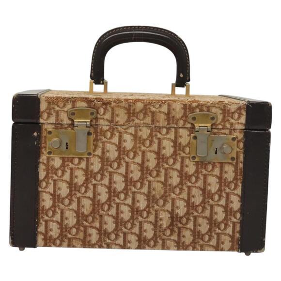 DIOR Trotter Canvas Vanity Case Hand Bag Brown - Picture 2 of 12